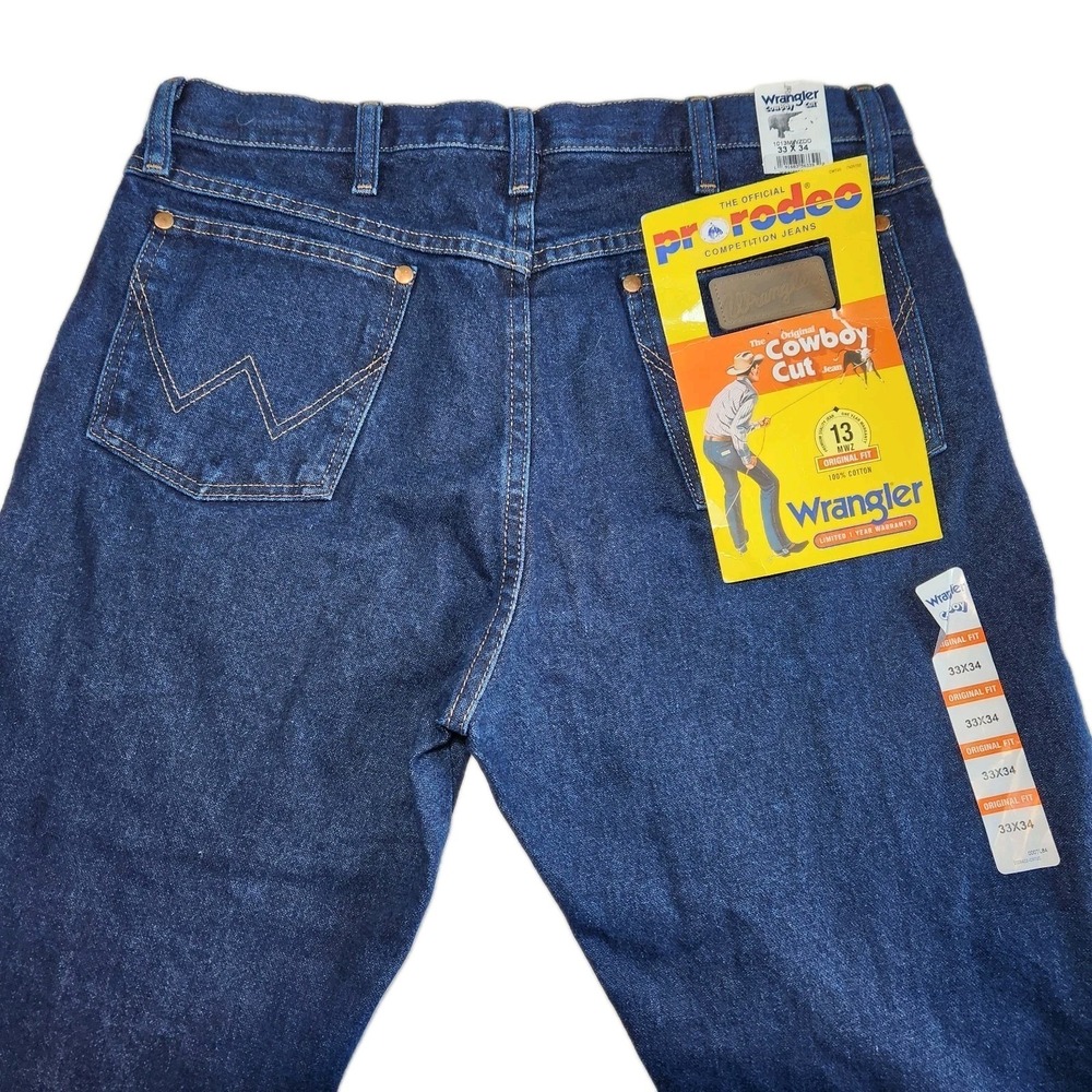 WRANGLER Cowboy Cut Jeans Men's 33×34 Rigid Indigo Blue 13MWZ Original Fit NEW